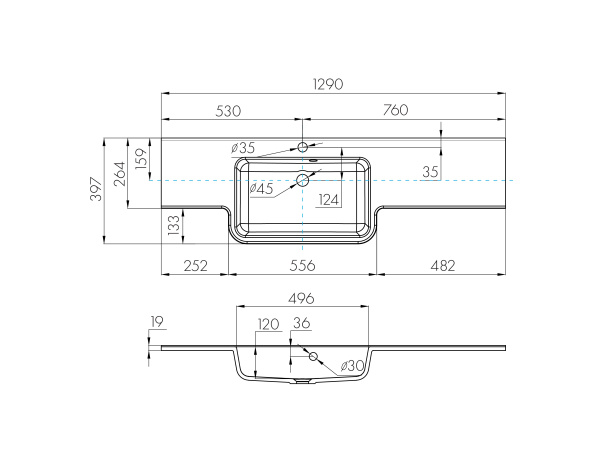 Раковина Aquaton Hotel B 129 левая белая 1A709831PI01L