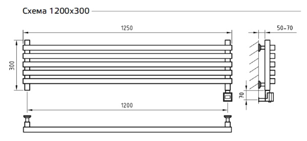 Полотенцесушитель ArtofSpace Cube Horizontal WACEH1200300RAL0000