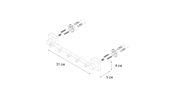 Планка FIXSEN Kvadro 5 крючков FX-61305-5