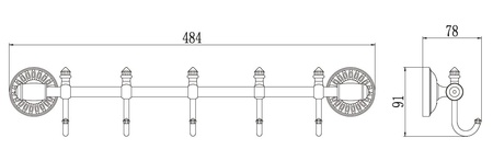 Планка с крючками 5 крючков S-006675H Savol