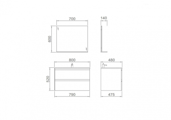 Комплект мебели Orans ВС-4017-800