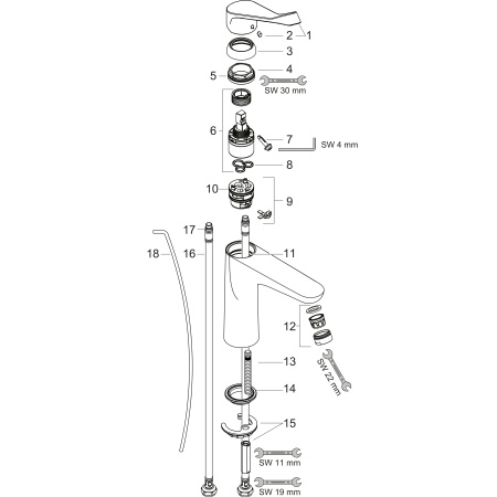 Смеситель для раковины с донным клапаном Hansgrohe Focus 31911000 хром