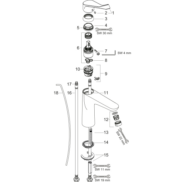 Смеситель для раковины с донным клапаном Hansgrohe Focus 31911000 хром