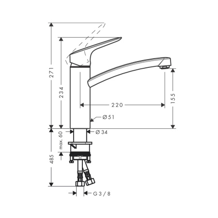Смеситель для кухни однорычажный CoolStart Eco Hansgrohe Logis 71839000 хром