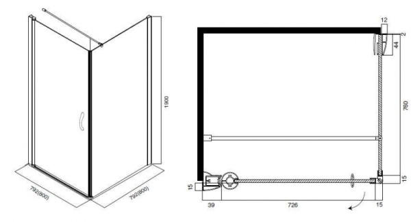 Душевой уголок AM.PM Bliss L W53G-D8W8-0CT