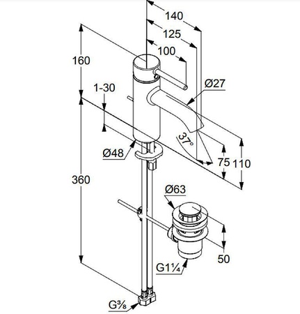 Смеситель для раковины Kludi Bozz 38266N076