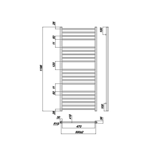 Водяной полотенцесушитель Ravak Norma 50х120 X040000836800