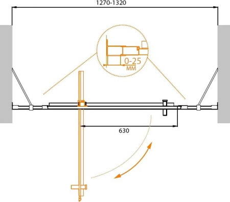 Душевая дверь (130х195) CEZARES MOLVENO MOLVENO-BA-12-90+40-C-Cr-IV