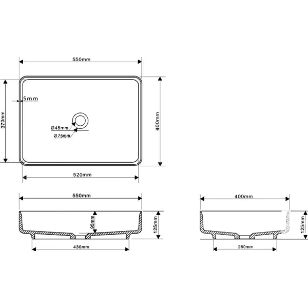 Раковина накладная Abber Stein AS2629 белая матовая