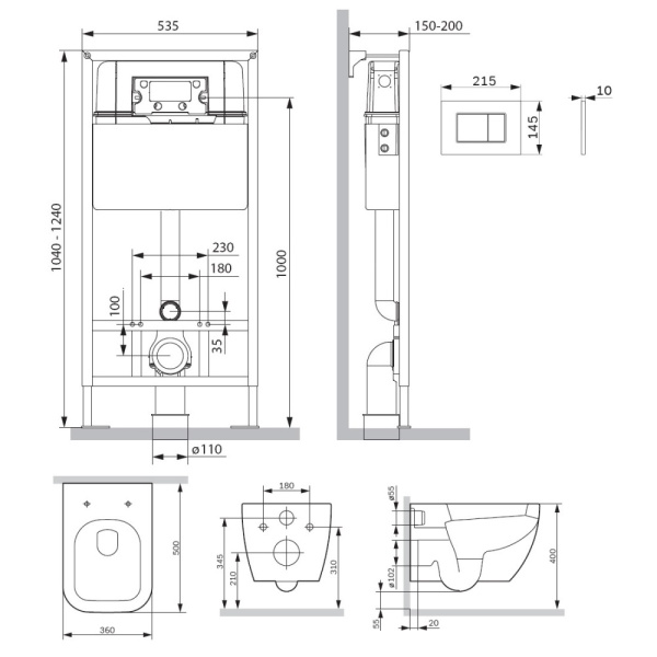 Комплект унитаза с инсталляцией Am.Pm Gem IS70231.901701