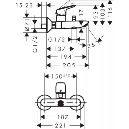 Смеситель для ванны Hansgrohe Logis 71401000