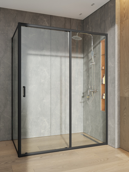 Душевой уголок без поддона (150х88,5) Orange E23-15090TB матовый черый