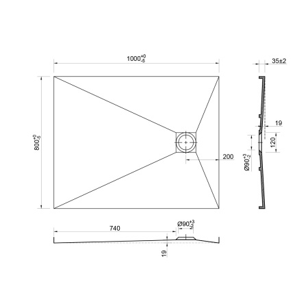 Душевой поддон из искусственного камня  (100х80) Vincea VST-2SR8010W,  белый матовый