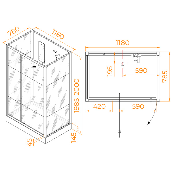 Душевая кабина (120х80) RGW Andaman AN-207 411320782-95