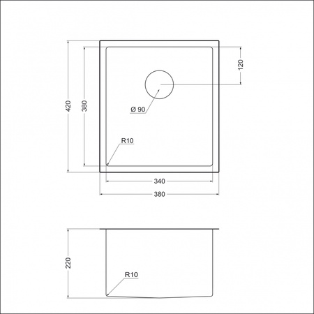 Кухонная мойка (38х42) EMAR EMB-130 PVD Nano Golden