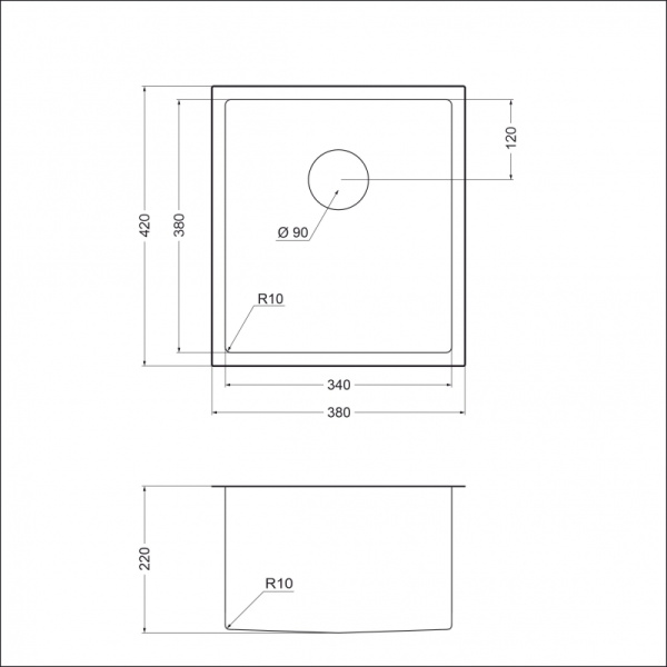 Кухонная мойка (38х42) EMAR EMB-130 PVD Nano Satine