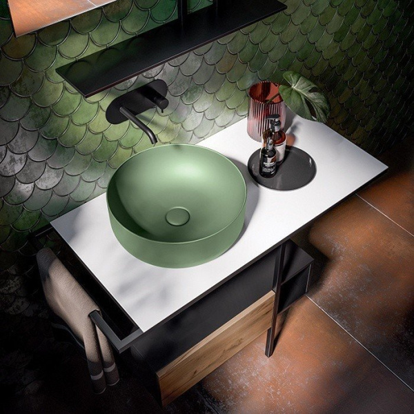 Раковина накладная (40х40) Kerasan Nolita 534411 зеленый матовый