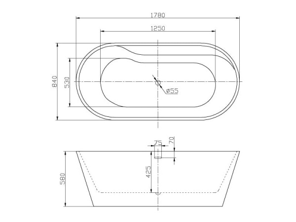 Ванна акриловая BelBagno BB14-NERO/BIA Ванна акриловая BelBagno BB14-NERO/BIA
