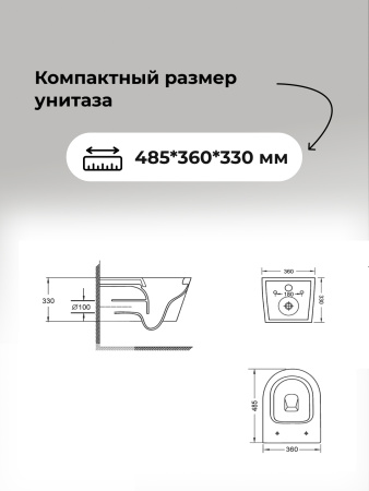 Комплект унитаза с инсталляцией Grossman Classic 97.4477BMSQ.04.10M с клавишей смыва