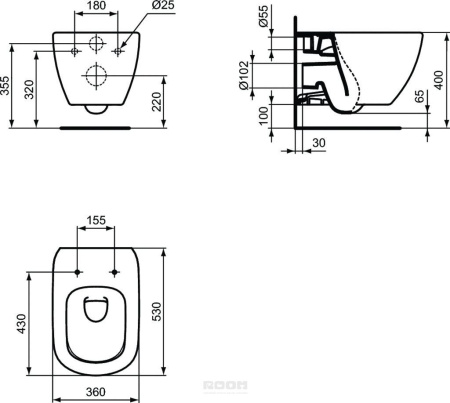 Унитаз подвесной Ideal Standard Tesi V0003D