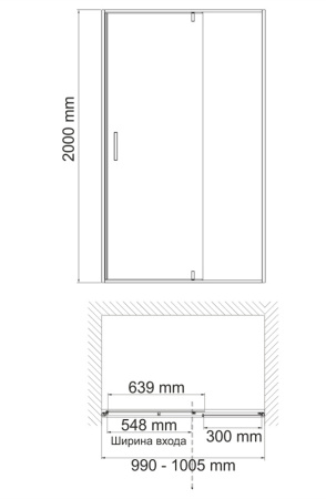 Душевая дверь (100х200) WasserKRAFT Elbe 74P12