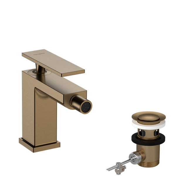 Смеситель для биде с донным клапаном Hansgrohe Tecturis E 73200140 шлифованная бронза