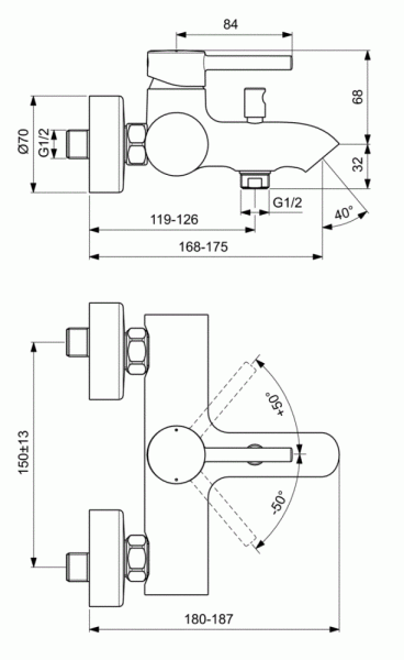 Смеситель для ванны Ideal Standard Ceraline BC199AA