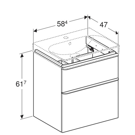 Тумба с раковиной Geberit Smyle Square 500.229.01.1+500.352.JR.1
