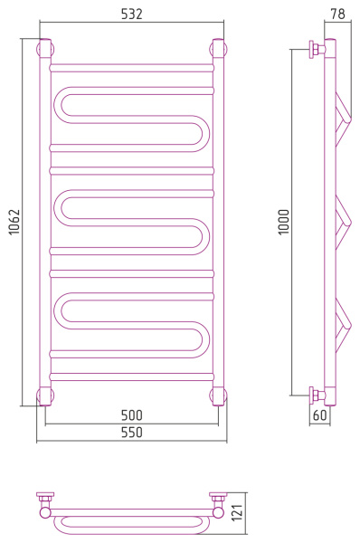 Полотенцесушитель Водяной Сунержа Элегия + (100х50) Матовый Черный 31-0205-1050 Полотенцесушитель Водяной Сунержа Элегия + (100х50) Матовый Черный 31-0205-1050