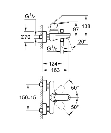 Смеситель однорычажный  для ванны GROHE Get 32887000 
