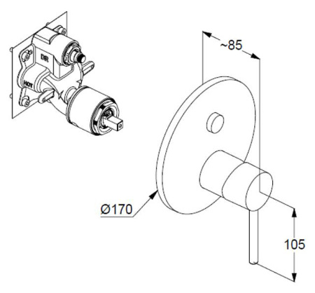 Встраиваемый смеситель для ванны Kludi Bozz 386595376