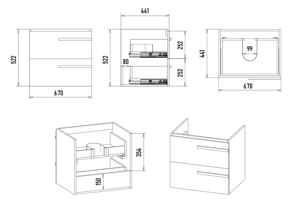 Тумба с раковиной Misty Ненси 70 УТ000015683 серый