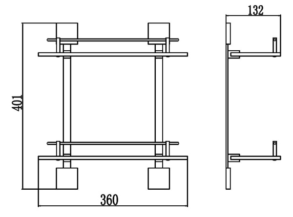 Полка прямая двойная стеклянная 40 см Savol 65а S-06522A