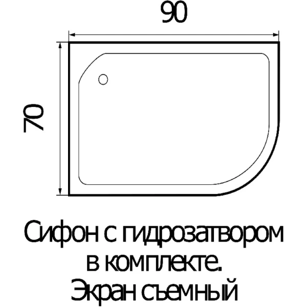 Акриловый душевой поддон (90х70) Wemor 10000002091 Левая