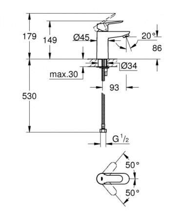 Смеситель для раковины GROHE BauEdge 32858 000 (32858000) хром