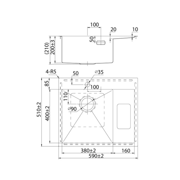Мойка IDDIS Haze 590*510 сатин, левая (HAZ59SLi77)