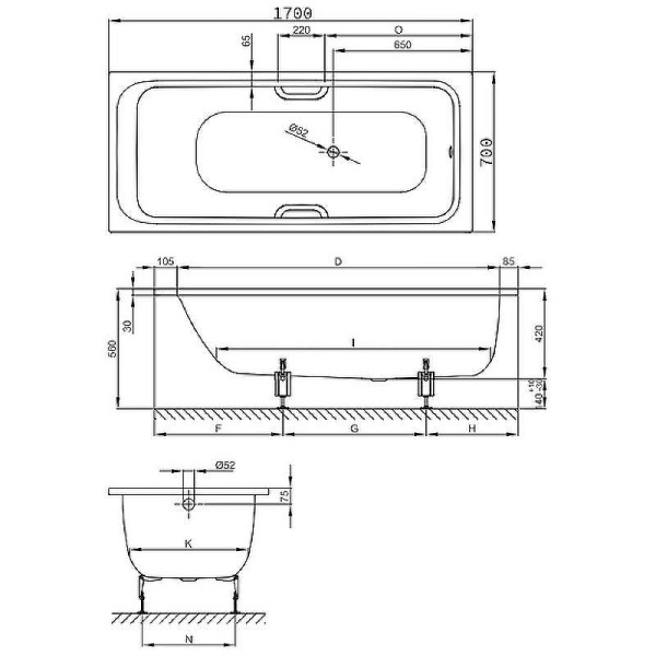 Ванна стальная (170х70) Bette Select 3411-000 PLUS с шумоизоляцией и антигрязевым покрытием