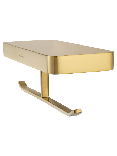 Двойной держатель для туалетной бумаги с полкой WONZON & WOGHAND LOTTE, брашированное золото WW-8356-BG