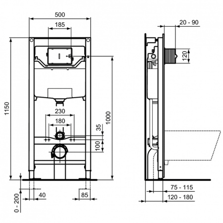 Комплект унитазf с инсталляцией Ideal Standard Esedra T386401