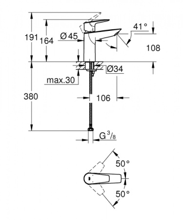 Смеситель для раковины Grohe BauEdge New 23904 001 (23904001) хром