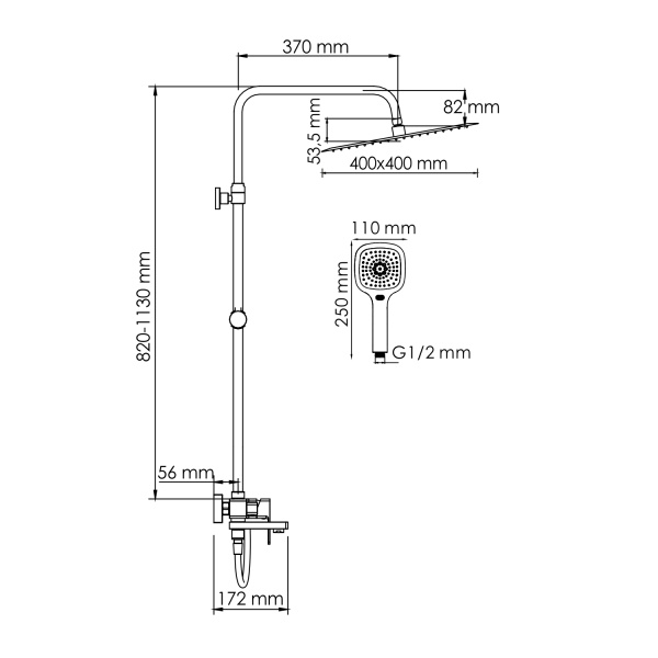 Душевая система WasserKRAFT A177.119.065.087.CH