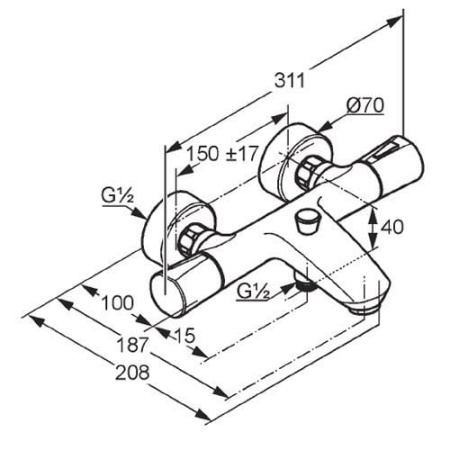 Смеситель для ванны Kludi Zenta 351018638