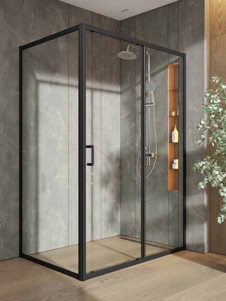 Душевой уголок без поддона (130х88,5) Orange E23-13090TB матовый черый