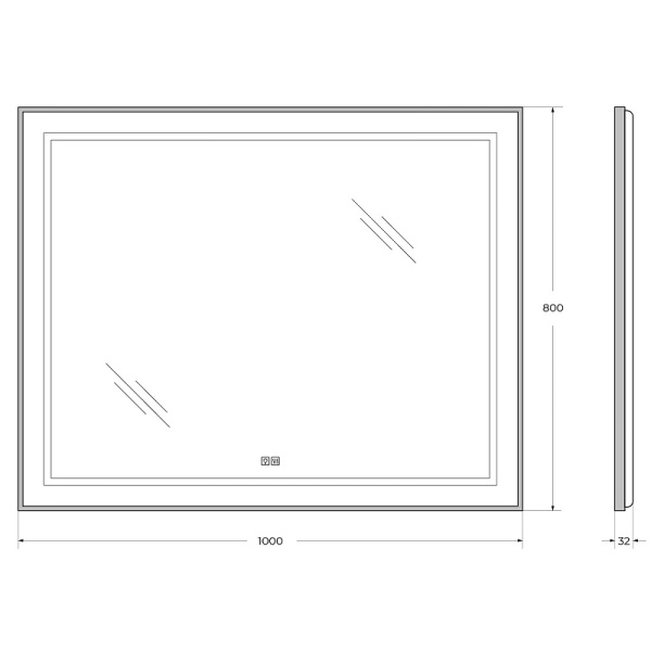 Зеркало (100х80) BelBagno SPC-KRAFT-1000-800-LED-TCH-WARM-NERO с подсветкой