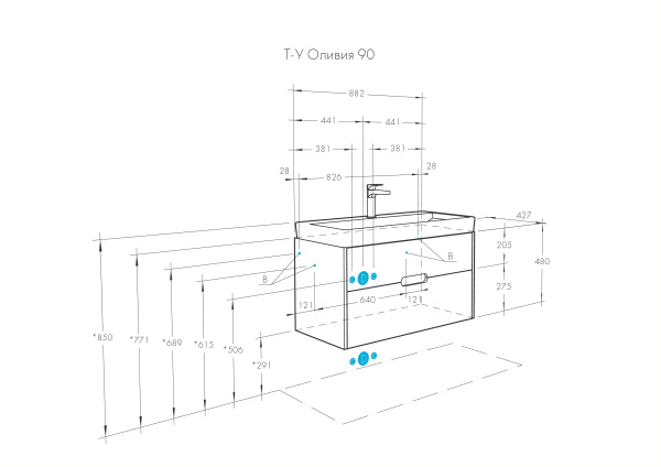 Тумба с раковиной Aquaton Оливия 90 1A2544K0OLVG0