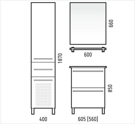 Зеркало (60х66) Corozo с полкой Мирэль 60 SD-00000274