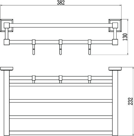 Полка для полотенец 40 см 3 крючка Savol 95 S-409544