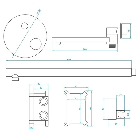 Душевой комплект с изливом RGW Shower Panels SP-55B 51140855-04