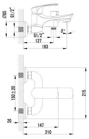 Смеситель для ванны Lemark Plus Shape (LM1712C)