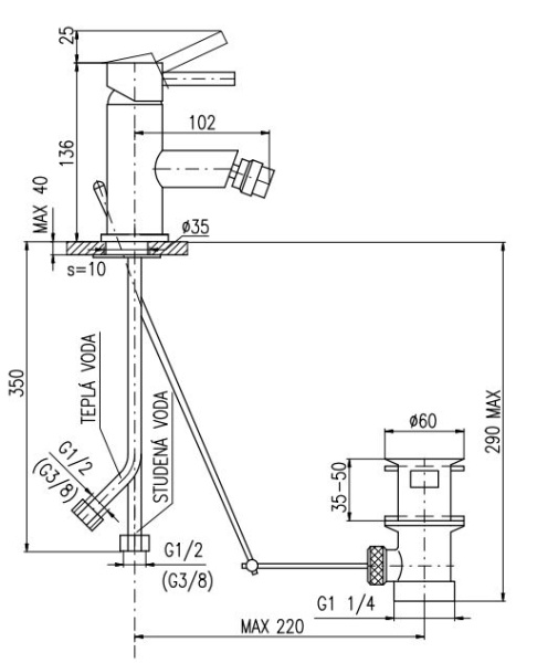 Смеситель для биде Rav Slezak Seina SE945.5K Смеситель для биде Rav Slezak Seina SE945.5K